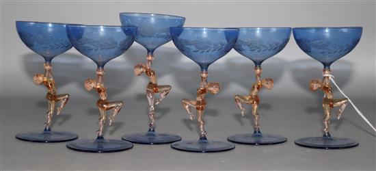 Set of 6 figurative glasses